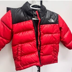 The North Face red black kids puffer coat jacket size 7